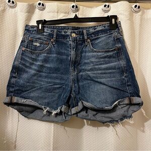 American Eagle Tomgirl Jean Shorts Distressed Denim Boho Festival Medium Wash 8